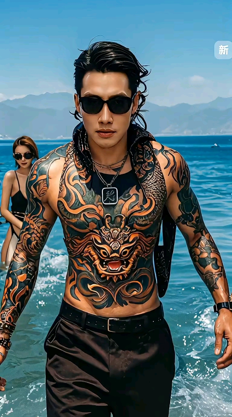 腹肌胸肌,#纹身男孩七种变化#纹身#活跃账号#巨量算数