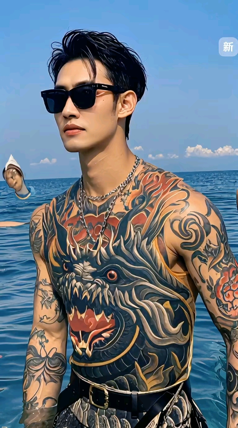 腹肌胸肌,#纹身男孩七种变化#纹身#活跃账号#巨量算数