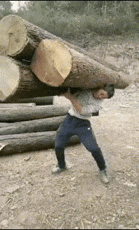 你是怎么扛起来三根木头的
