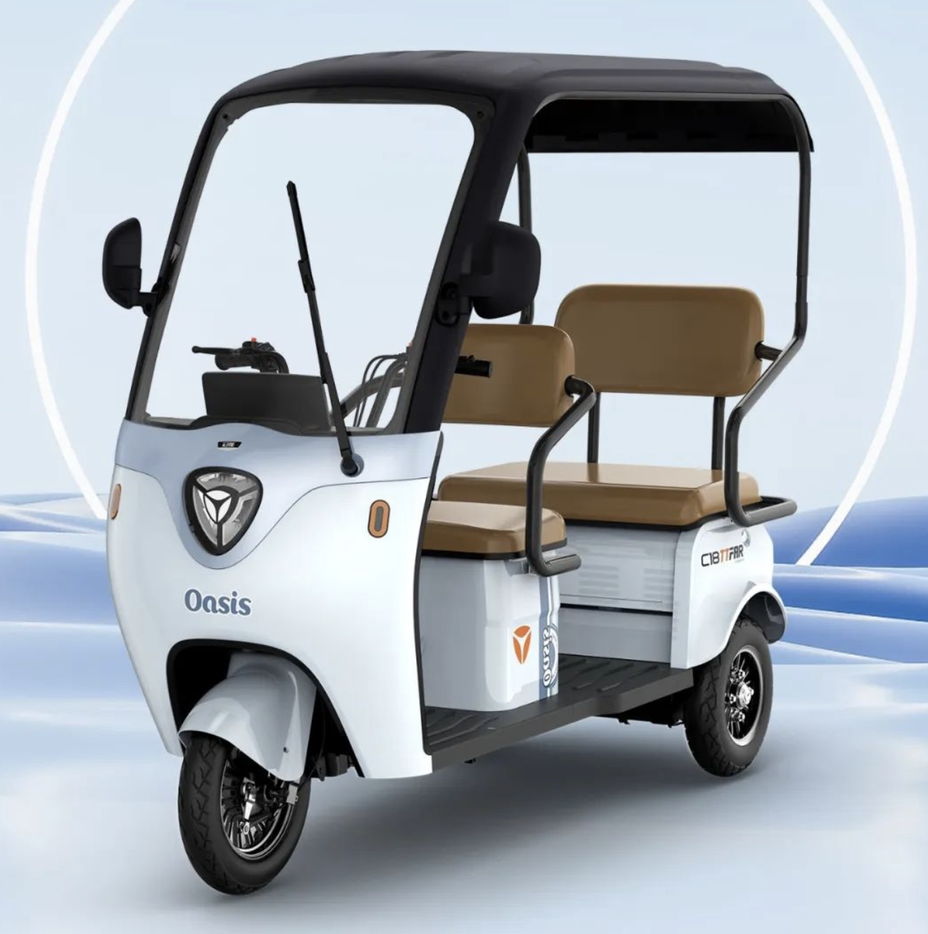 雅迪新车冠能c18,脸大身宽,空间充足,堪称电动三轮车界的mpv!