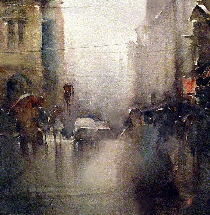 水染的建筑与街道,塞尔维亚水彩画大师dusan djukaric作品(一)