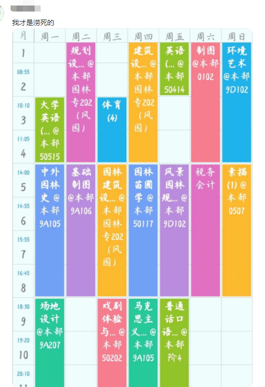 大一新生课程表图片