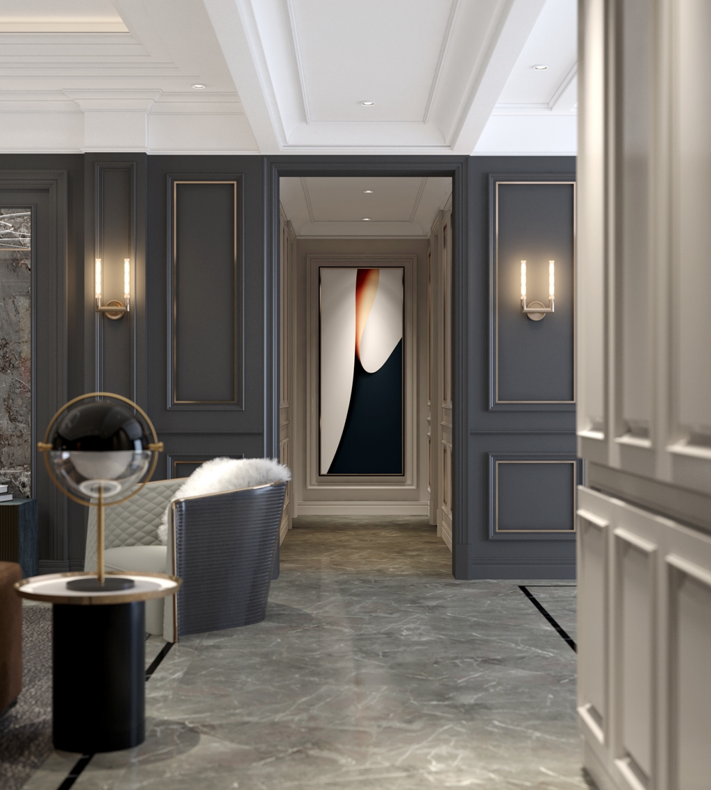 牡丹舸180平美式轻奢风格四居室装修案例