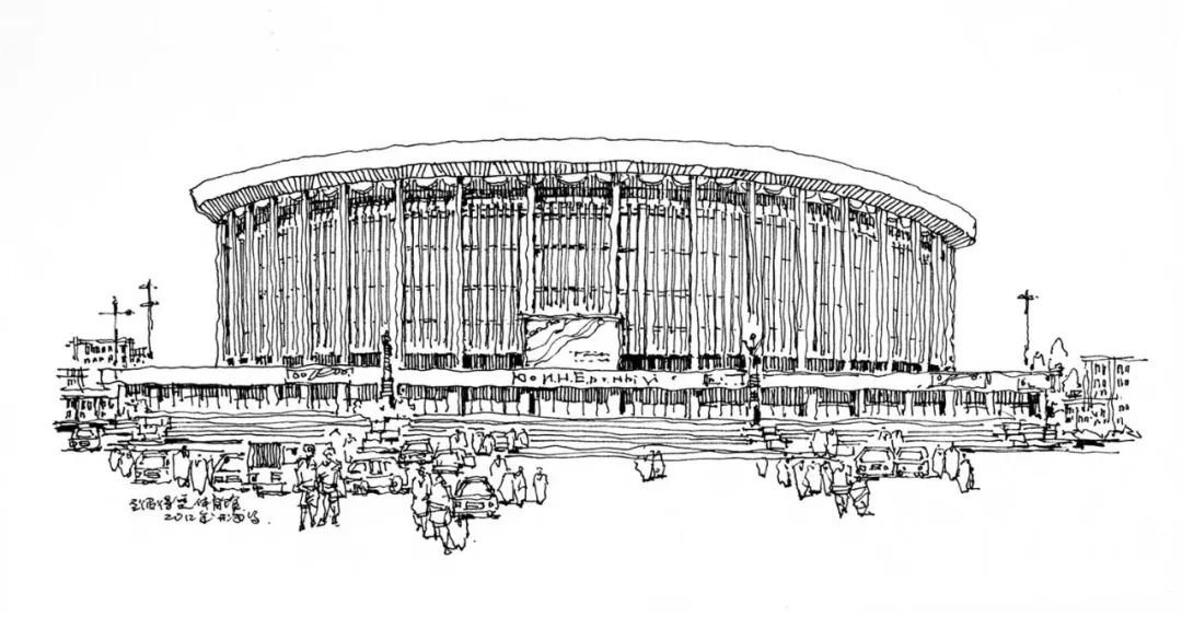 建筑设计手绘-体育馆速写