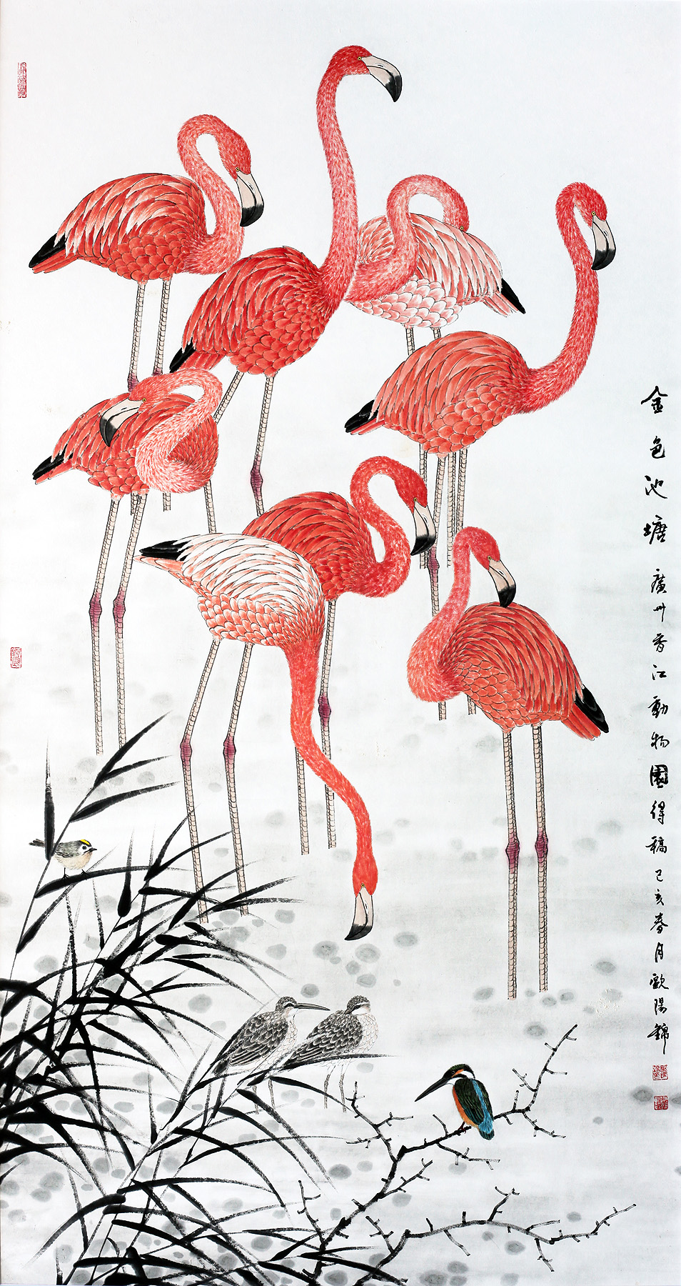 欧阳锦《金色池塘》180x96cm