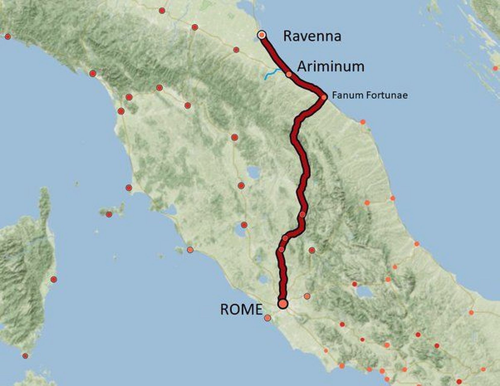 卢比孔河是政治分界线,而不是军事或后勤障碍.