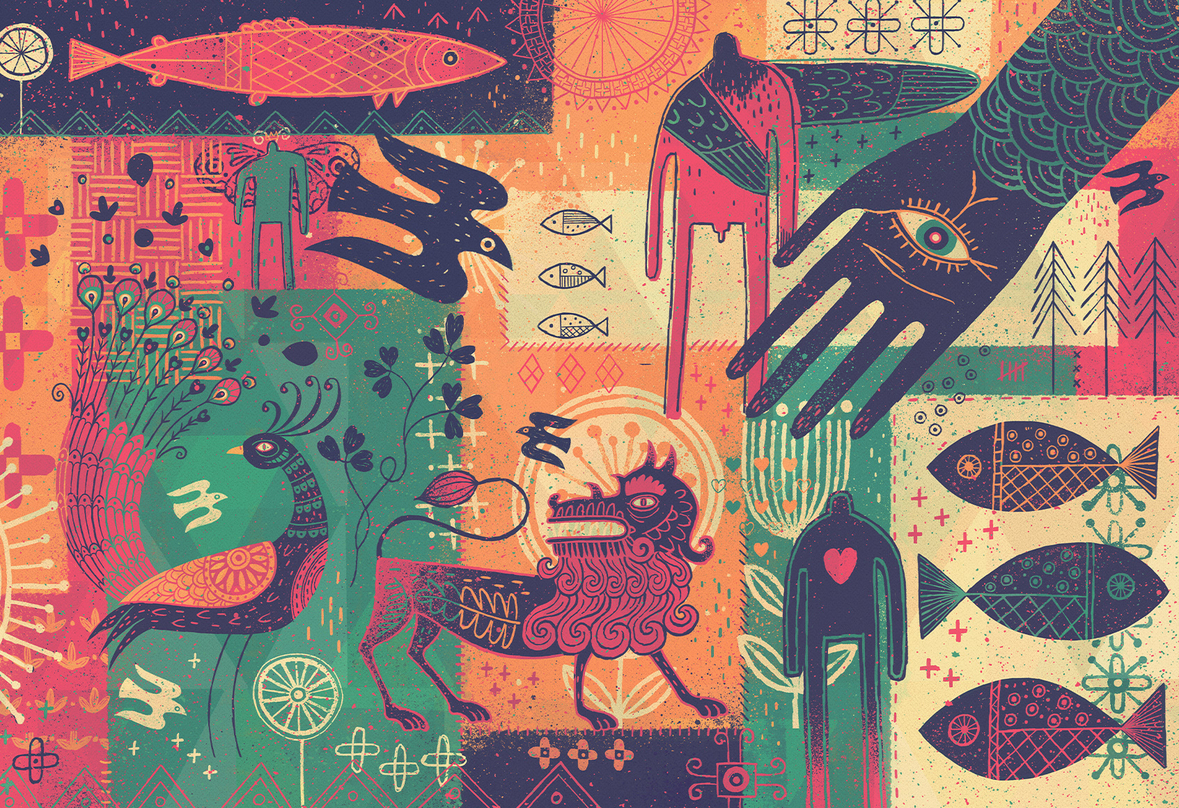 "工艺美术运动"插画图案风格作品