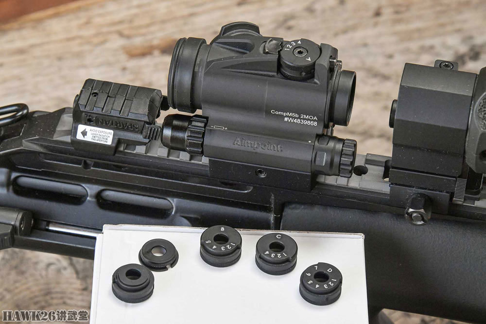 评测:aimpoint compm5b红点瞄准镜 可互换的弹道补偿调节旋钮