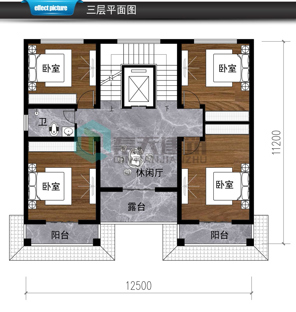 4米宽12米长三层户型图图片