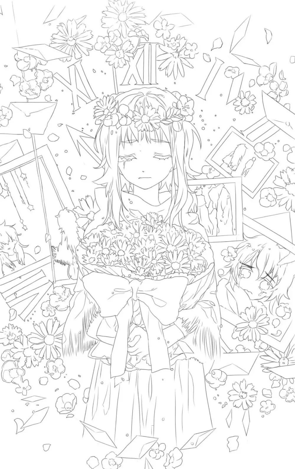 30幅超好看的动漫线稿,一对一附上色原稿