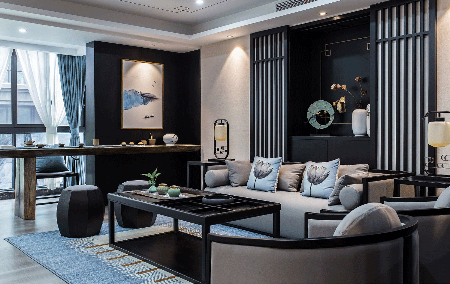 佛山大叔139㎡现代中式风格的家,全屋搭配雅致有品味,好羡慕