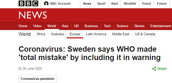 推荐被世卫组织列入疫情回潮警告名单,瑞典又不干了
