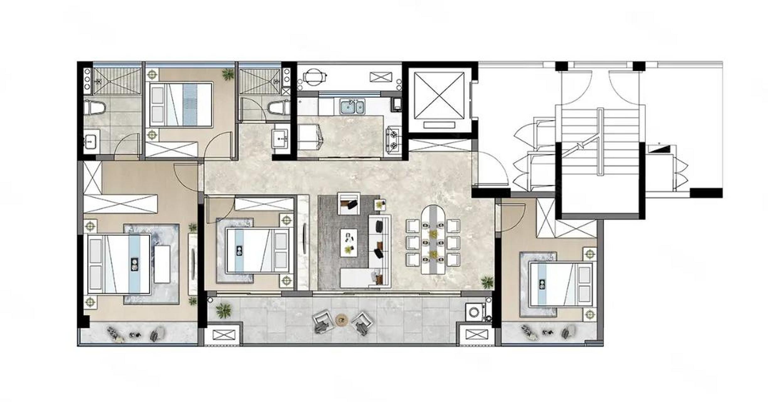 洋房宽体大平层户型!打98分应该没啥问题吧?