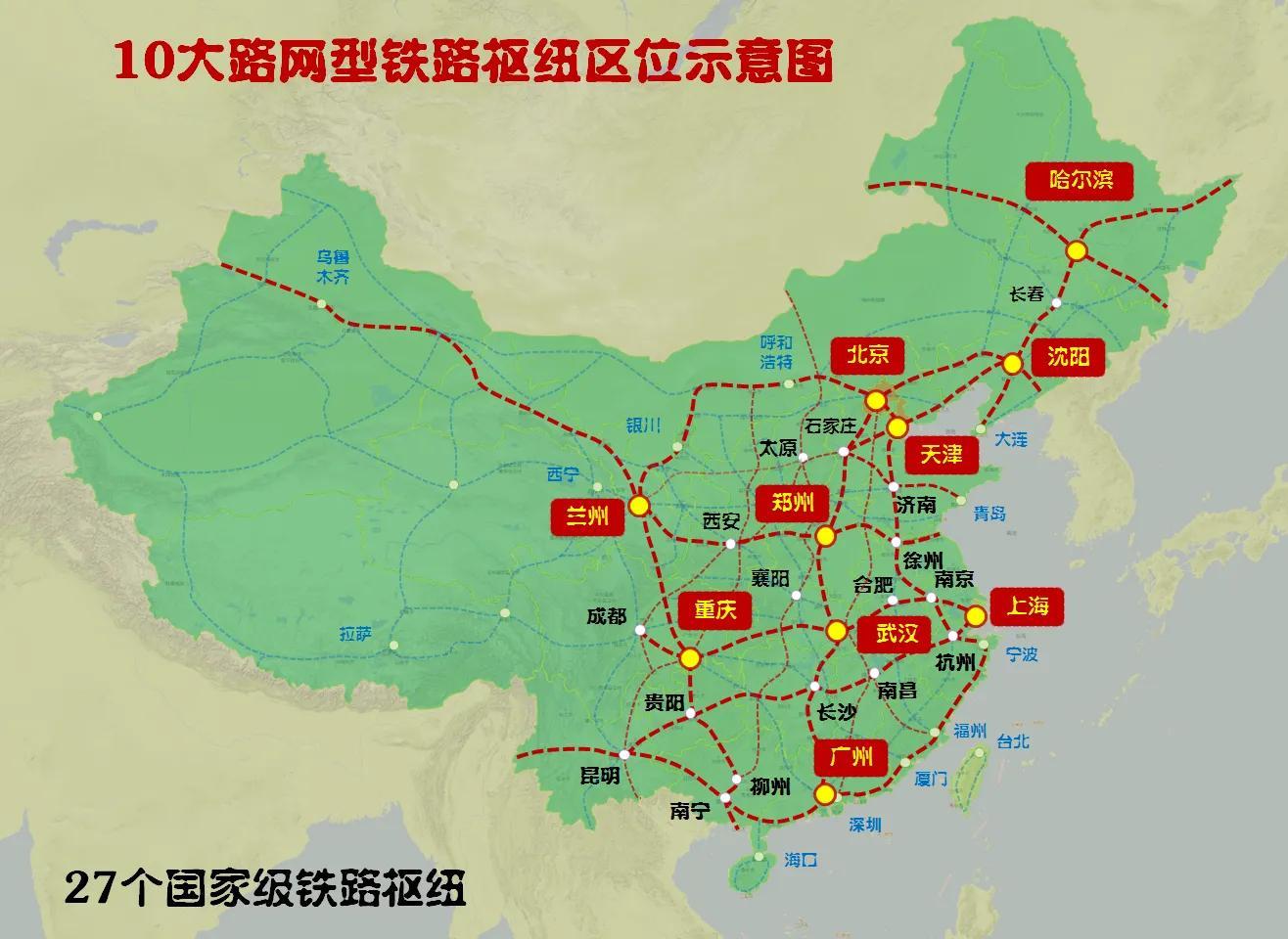 全国27个国家级铁路枢纽 连接中西部与东部沿海