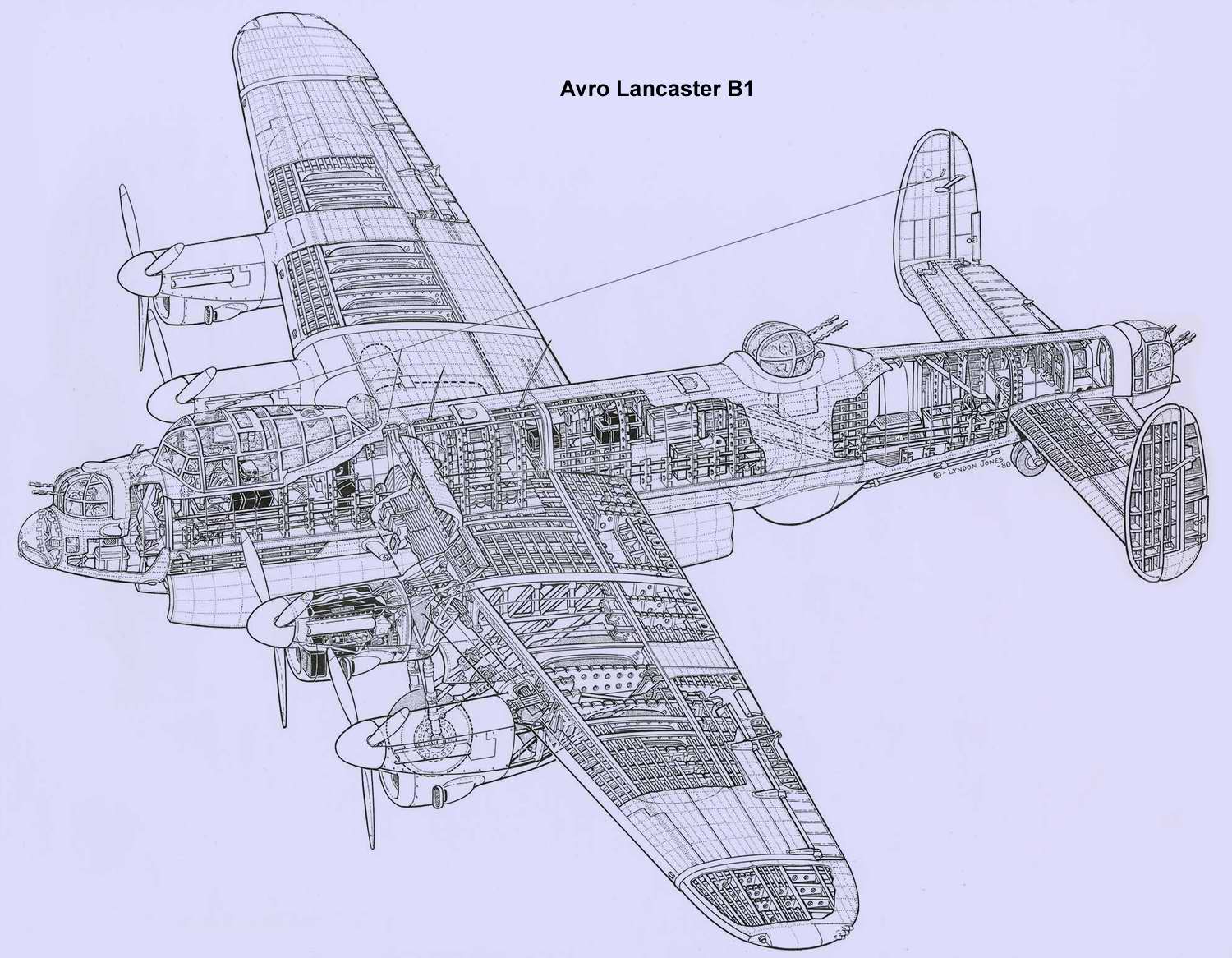 二战英,德军用飞机剖面图(林登·琼斯的画作)