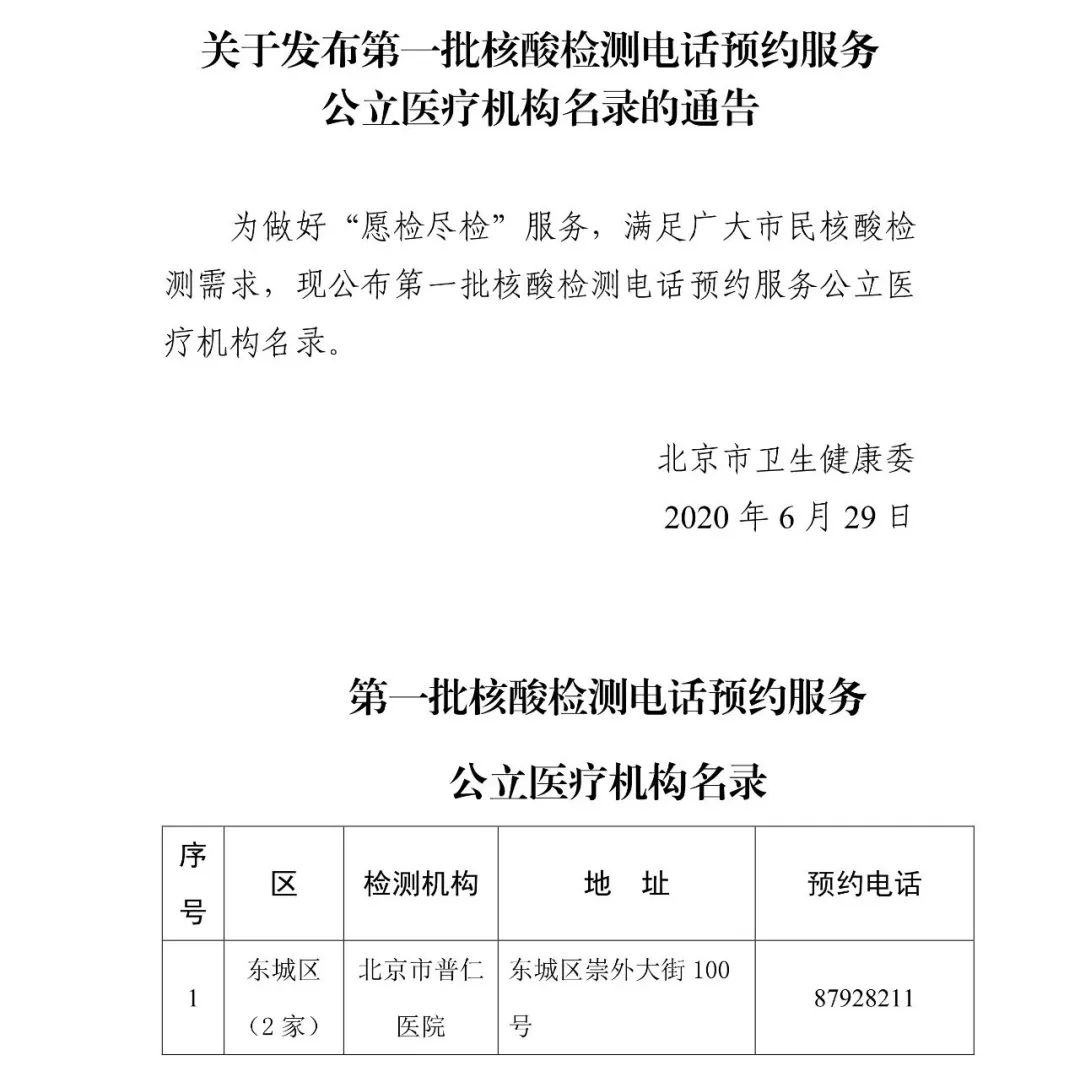 核酸检测北京首批45家核酸检测电话预约服务公立医院公布