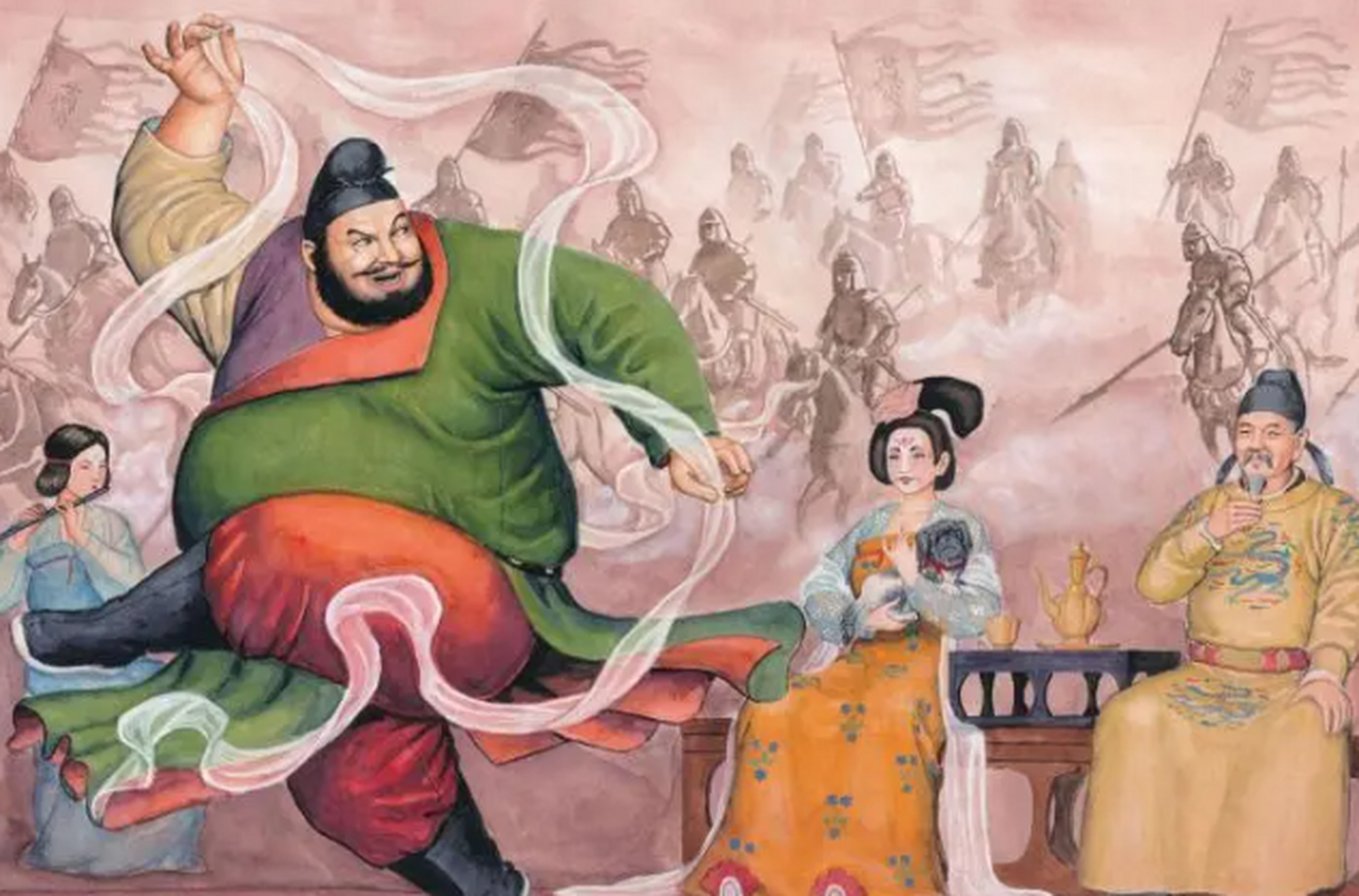 757年,54岁的安禄山脱去衣裤,在李猪儿的服侍下酣然睡去.