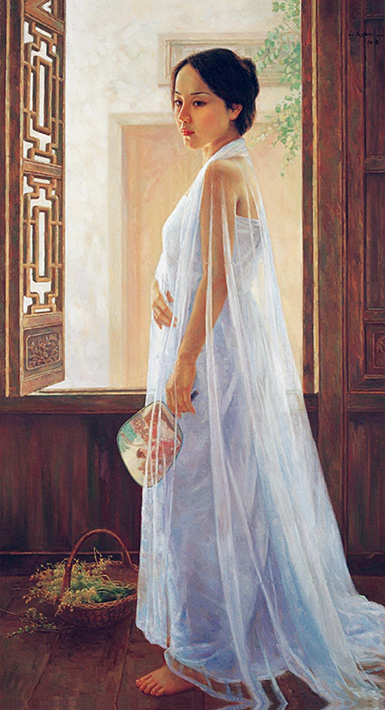 艺术家李丝云人体油画中的东方美女!