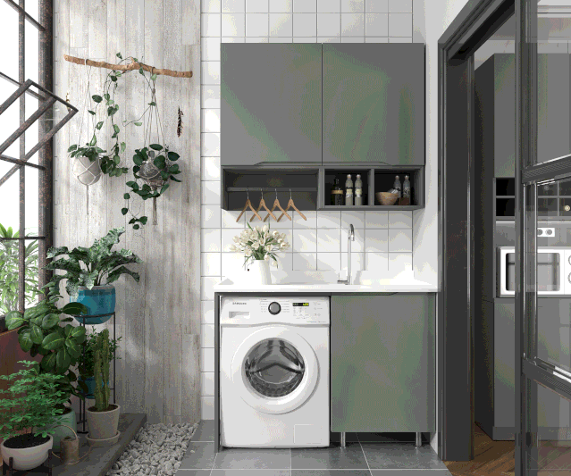 系列 喷粉门板 玻璃吊柜 两者的巧妙搭配 令整体空间有了更深的层次感