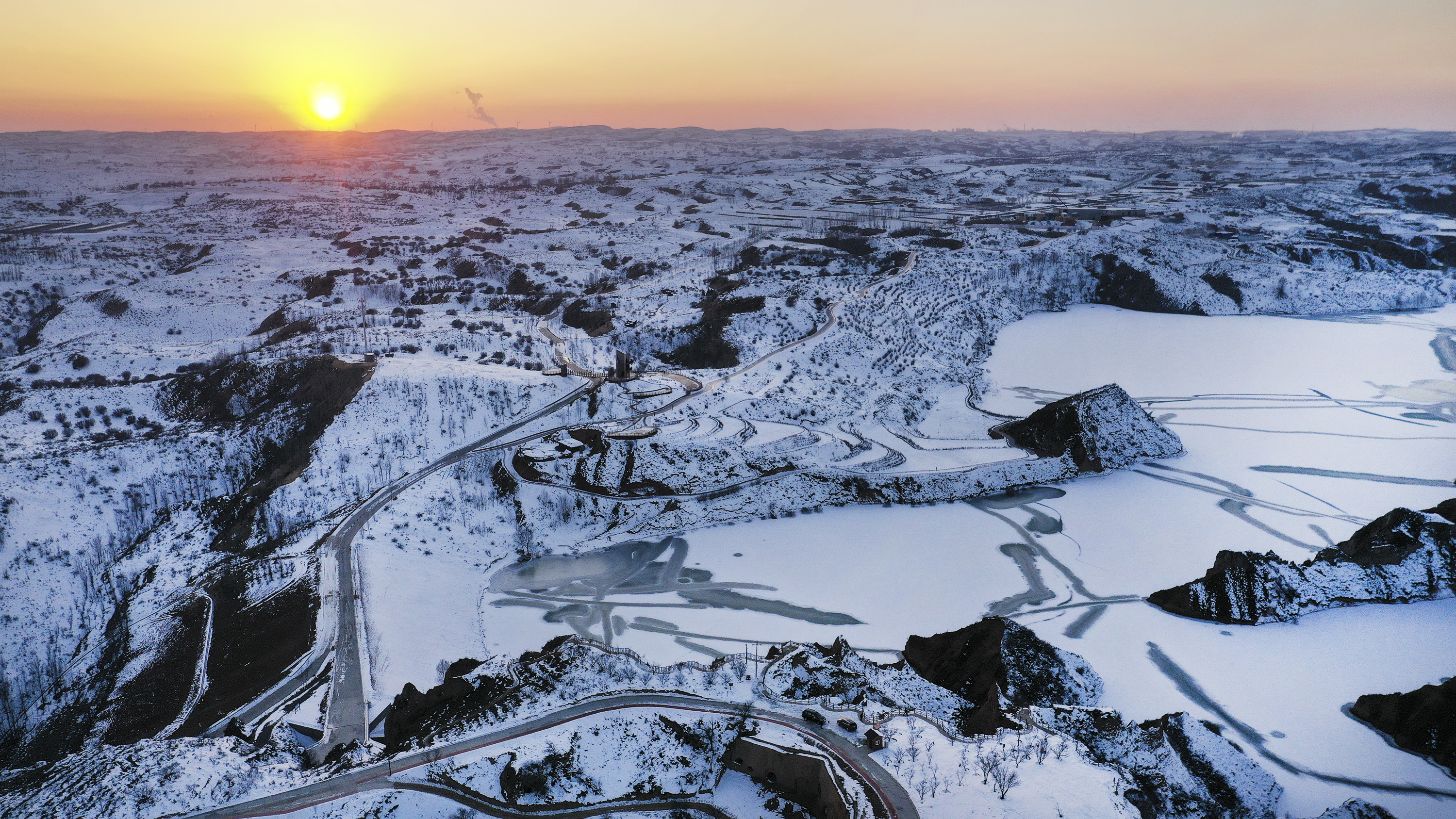 黄土高原图片 雪景图片