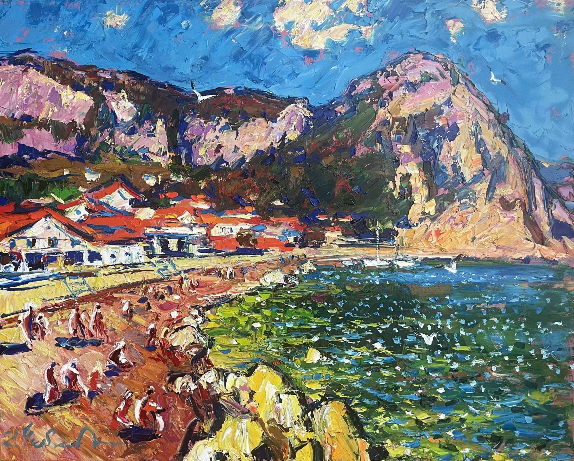 凌乱的小笔触,色调舒缓,丰富艳丽的色彩油画,美极了