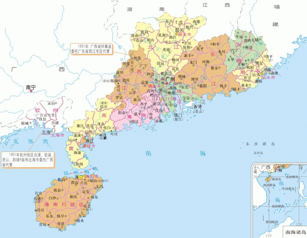 广东历史地图:从秦朝到清朝再到现在广东的行政区划有哪些特点?