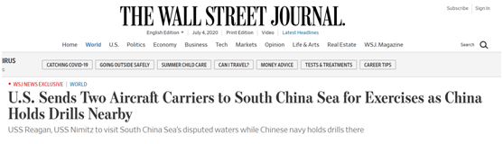 推荐台湾绿媒直呼罕见：中美南海同时军演！