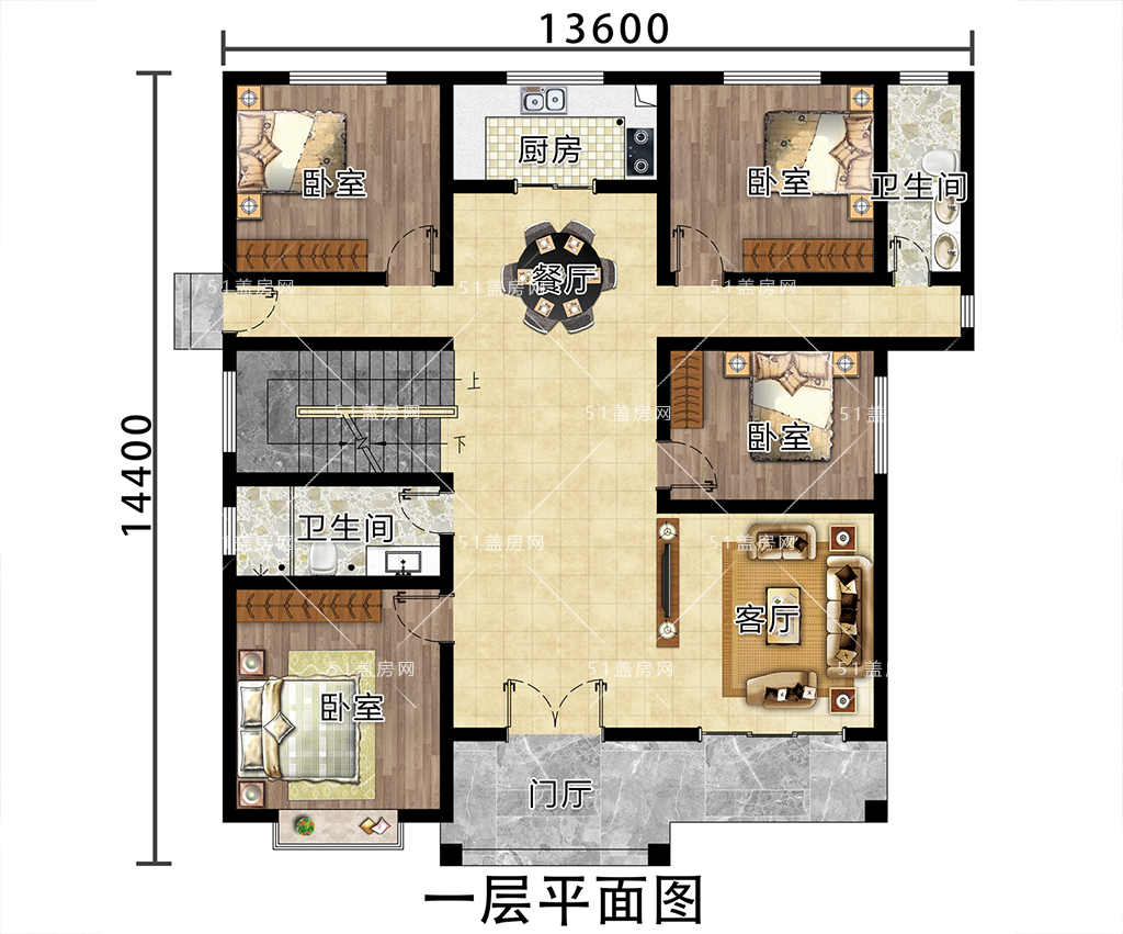 50万建成200平方米的三层别墅图,新中式 11间卧室,在农村无敌了