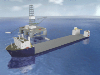 的上方,然后再将船体移动上来的一种专门用于运输大型海上设施的船只