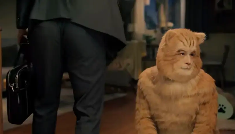 胡歌拍广告扮演猫咪,造型神态憨态可掬,拉近看:可爱变"可怕"