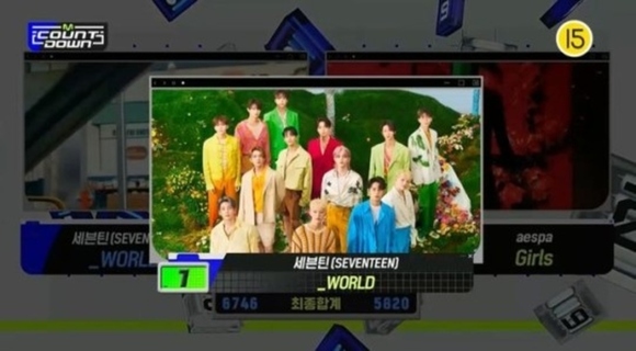 SEVENTEEN获得“M COUNTDOWN”第一名冠军