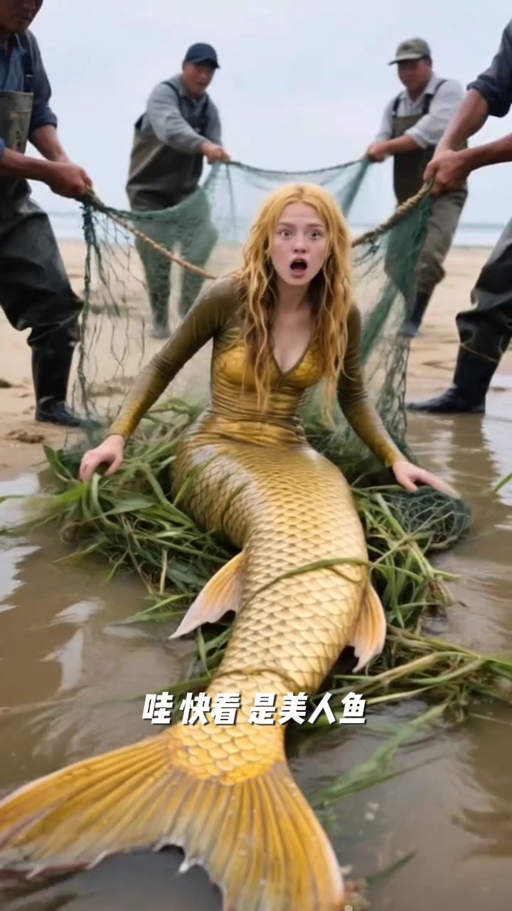 不得了了,渔民捕到一条大的美人鱼