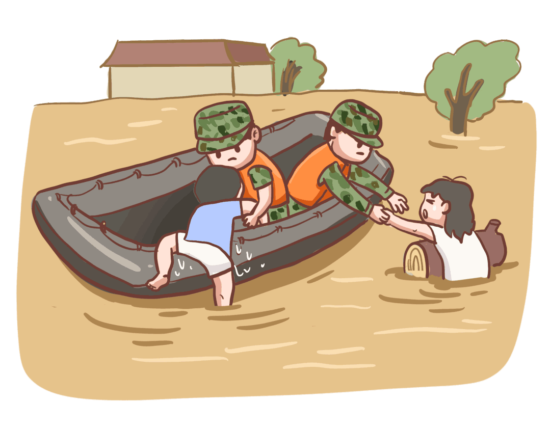 抗洪救灾卡通图片
