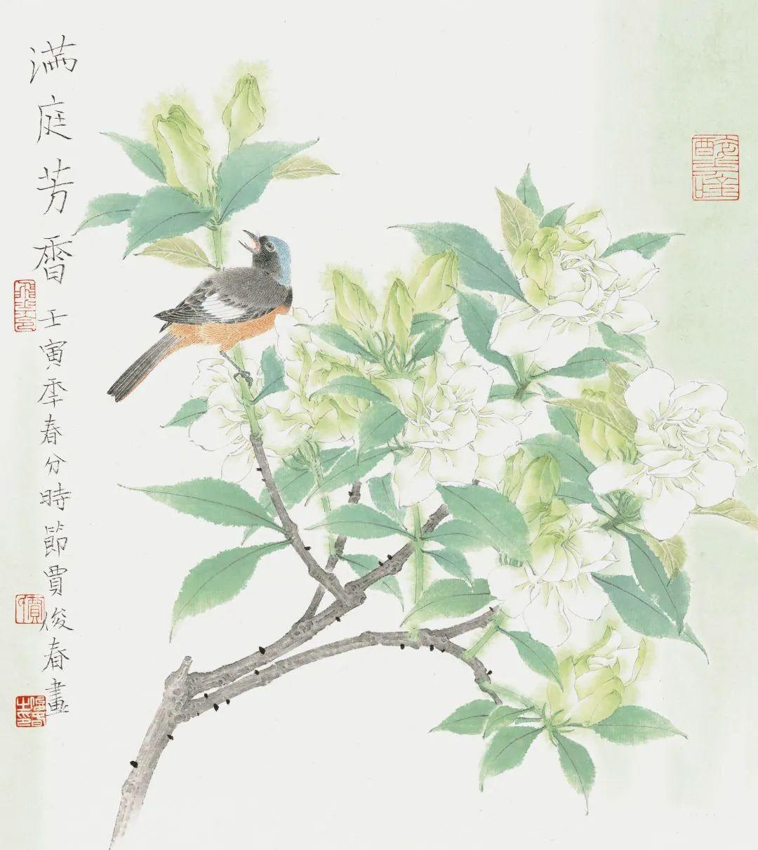 「津门网」清新淡雅天然饰——贾俊春花鸟画