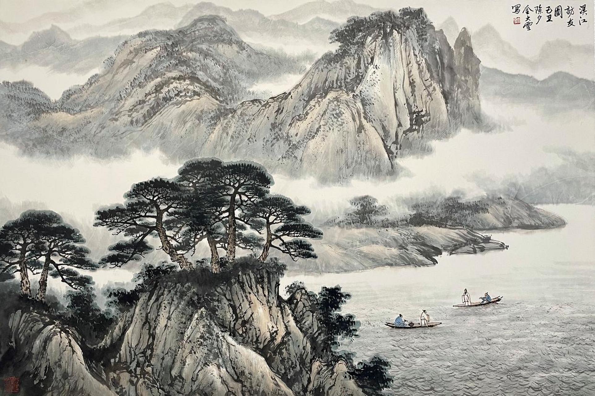 气韵高古:金大雪的山水画作品承袭了中国传统山水画的气质,与古代