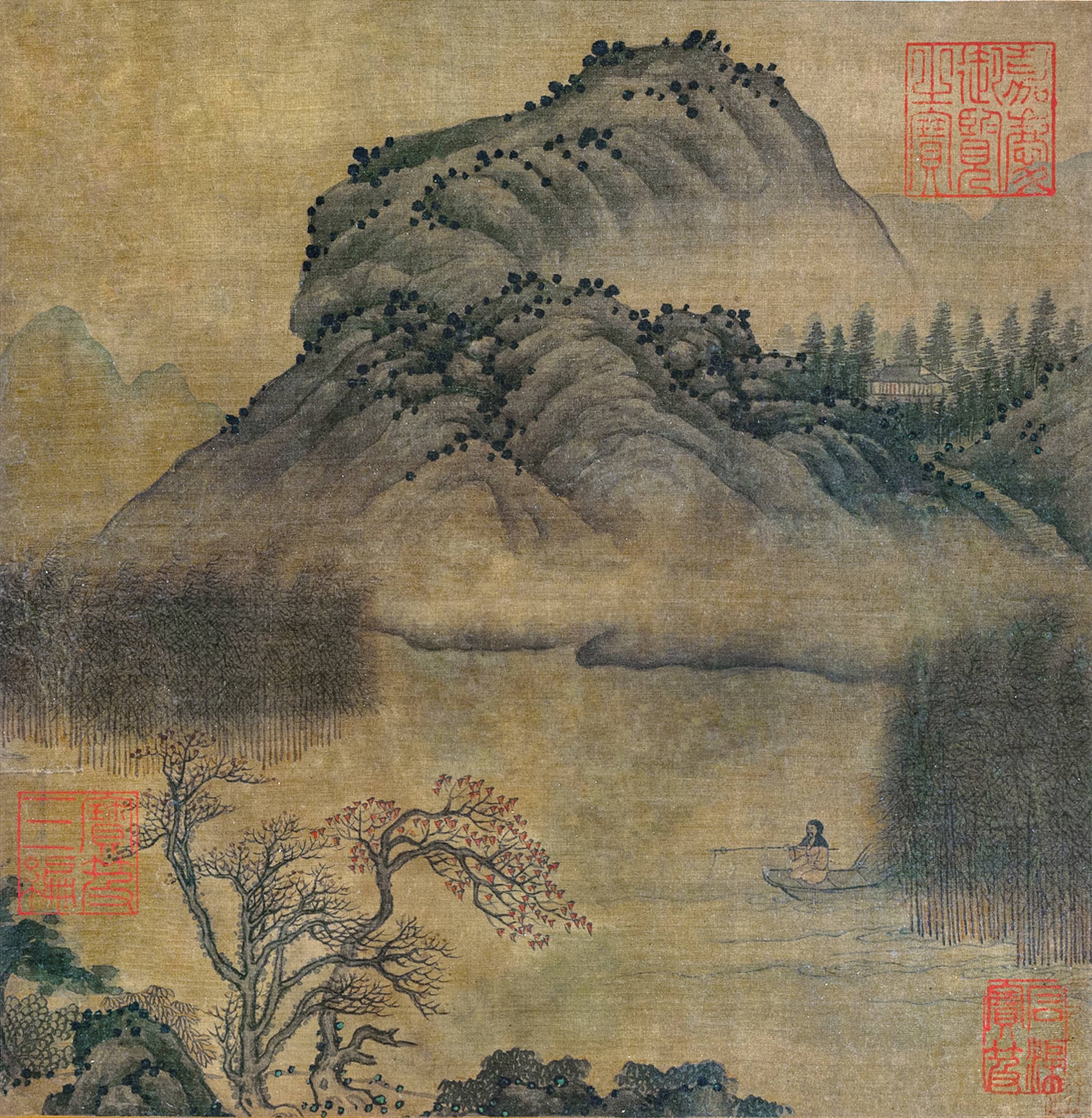 「名画记」赵佶《溪山晚钓图页》,小品大境界