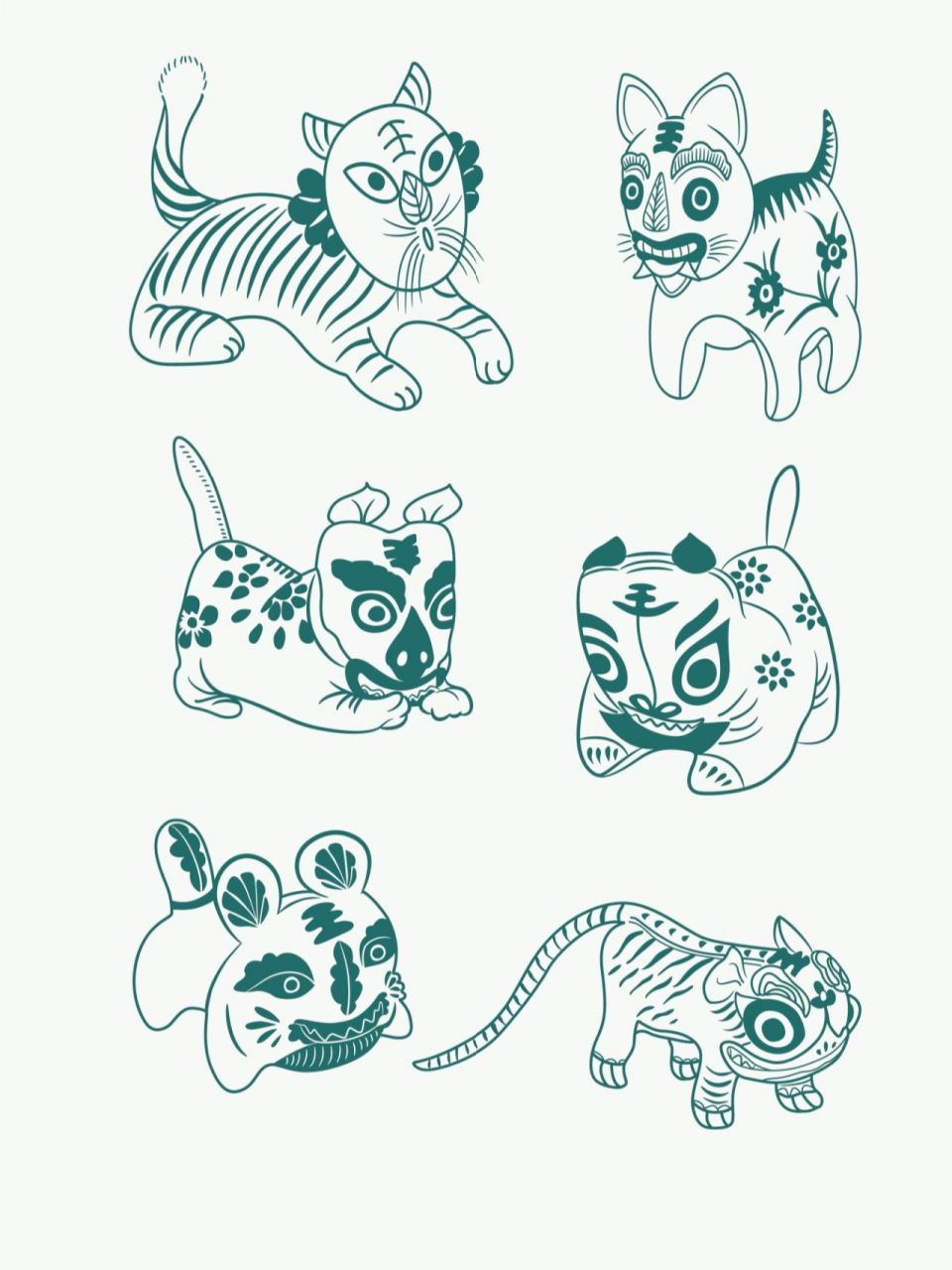 国风logo设计,插画分享,传统文化布老虎.