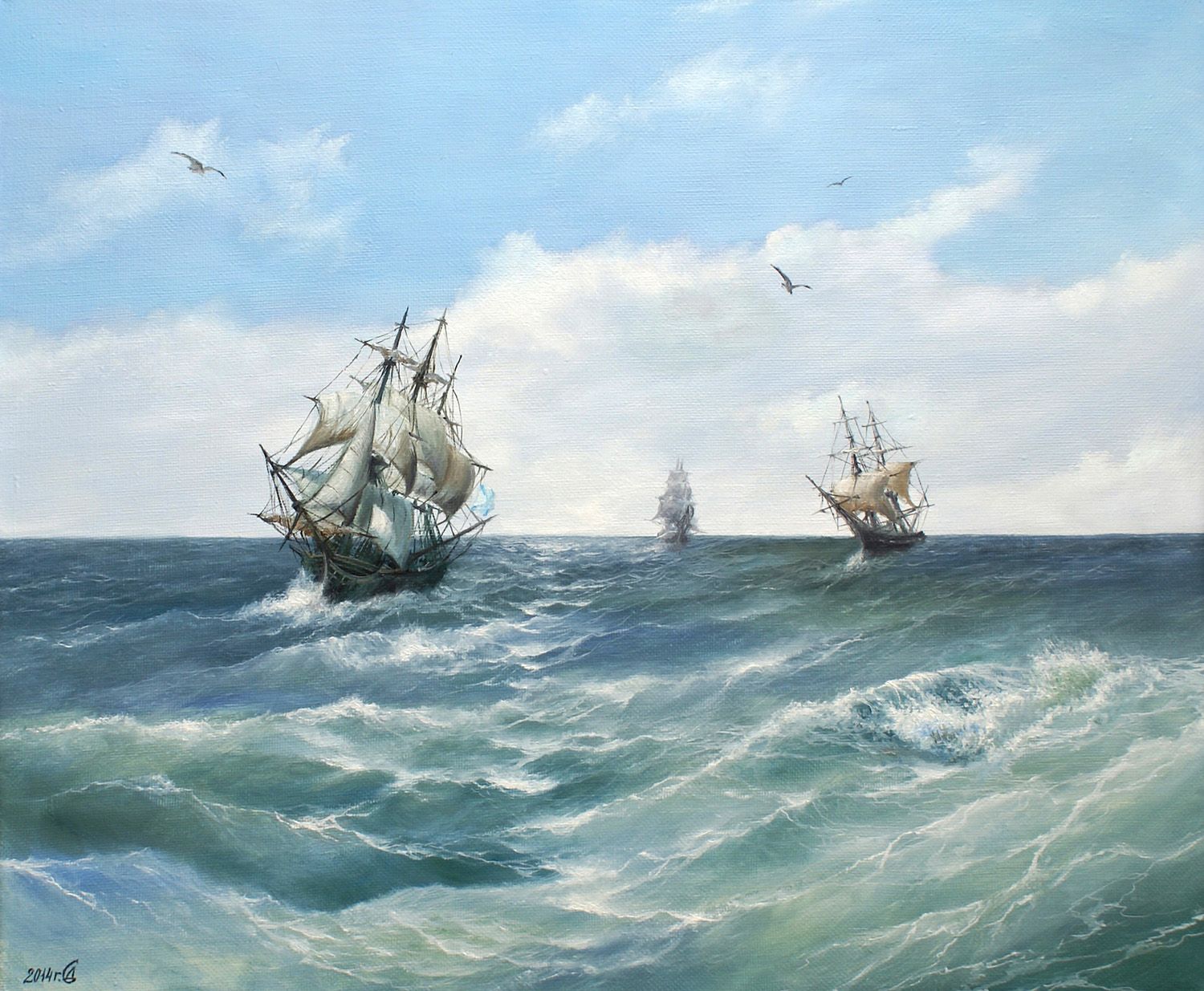 对海洋的无限热情,波澜壮阔海景油画︱谢尔盖·多罗费耶夫