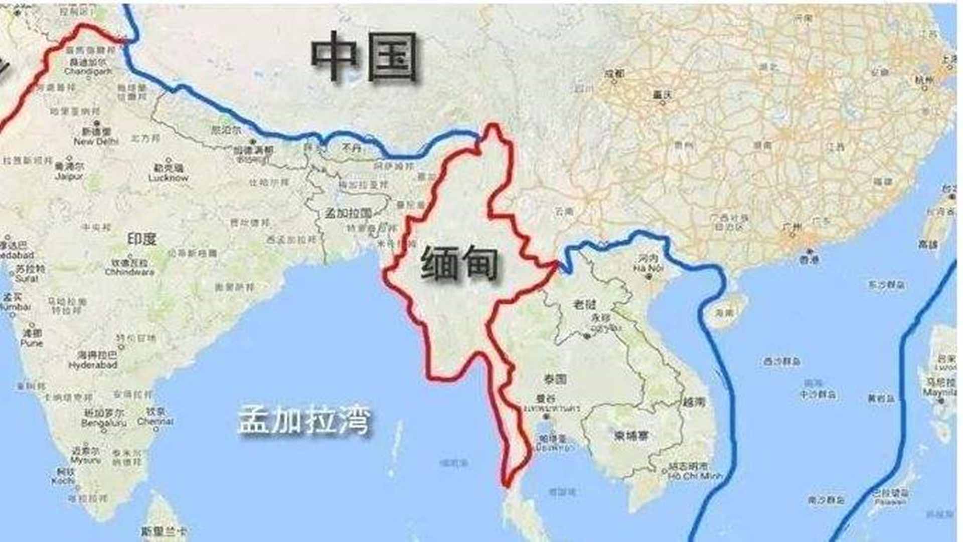 中缅边界线地图图片