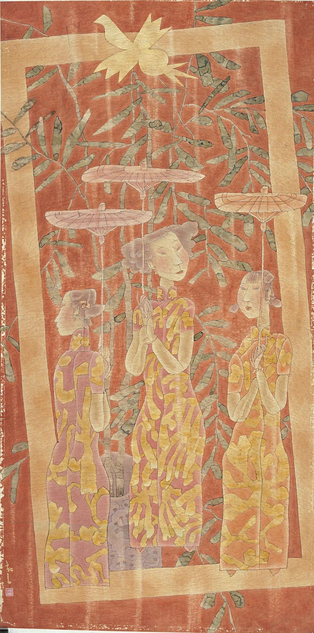 《丽人行》 纸本 136cmx67cm 2018年