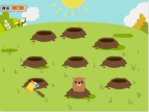 济南少儿编程:"打地鼠"这就是一年级孩子用编程做出来的小游戏
