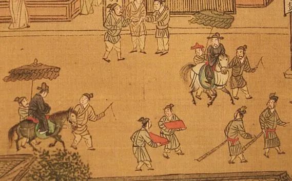 明代人们出行方式主要依靠马匹和步行.来源/仇英《清明上河图》局部
