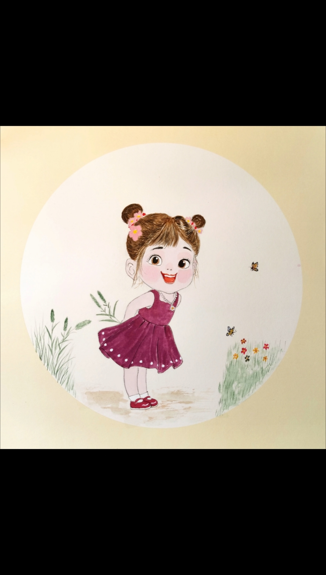 纯手绘 国画儿童人物 如何画儿童 可爱女孩