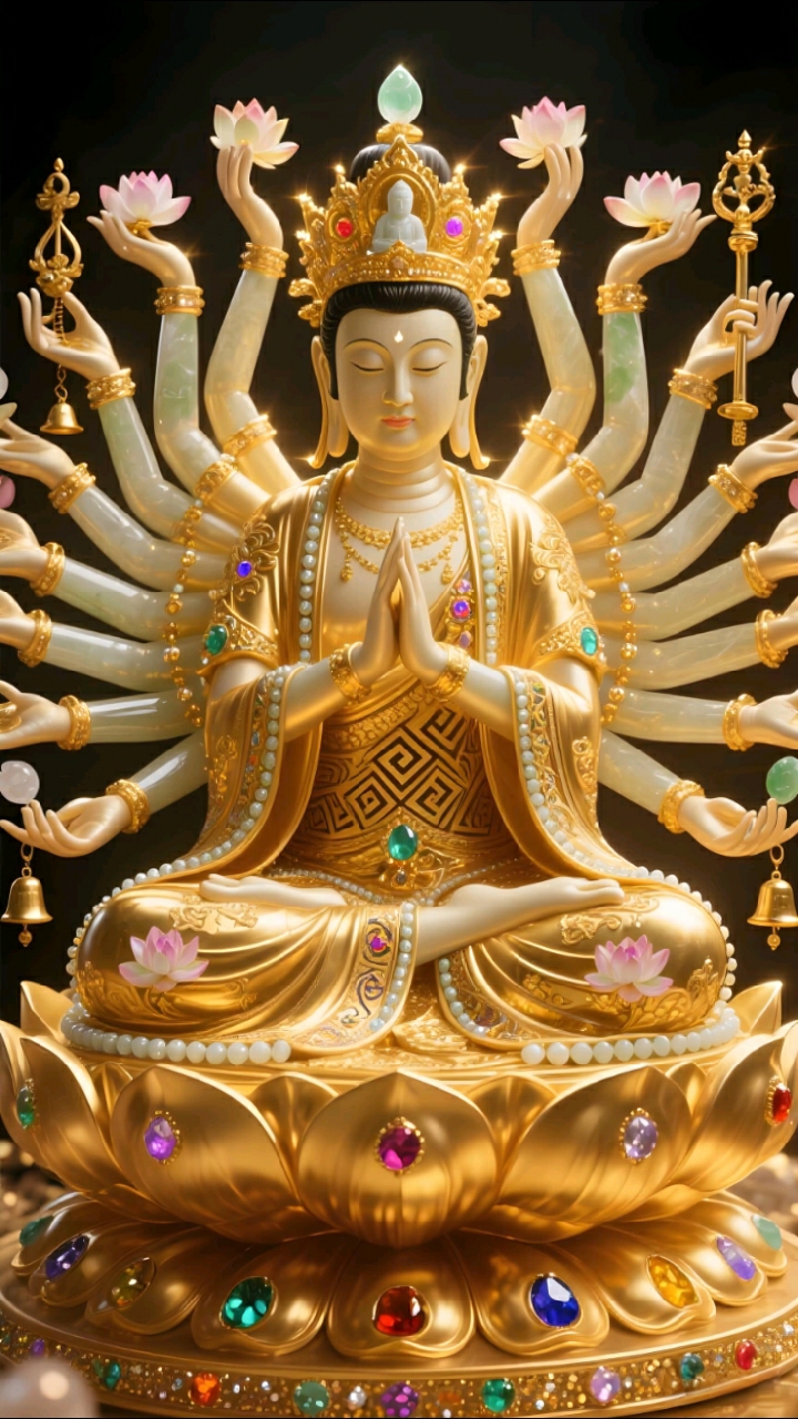 金镶玉观音菩萨像.祝愿您:福慧增长,金玉满堂!