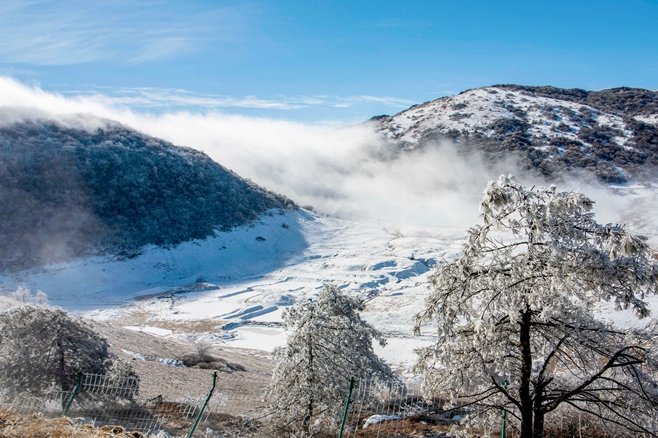 红池坝雪景图图片