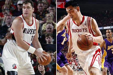 姚明与偶像萨博尼斯交手4次,看完对比,才知道世界屋脊的厉害