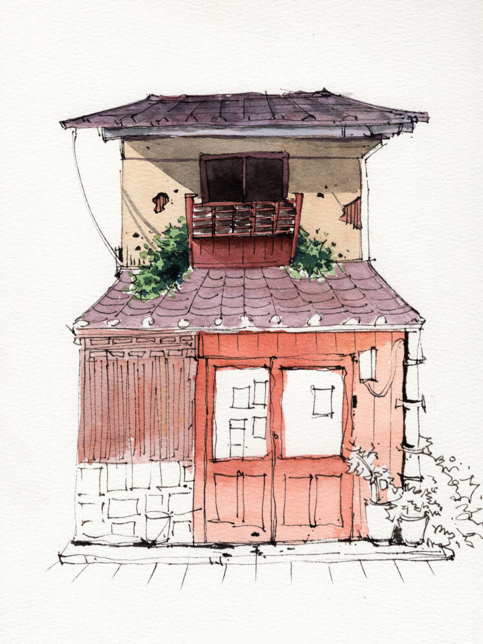 水彩钢笔建筑小房子手绘教程步骤图 今天跟大家分享 一组水彩钢笔淡彩