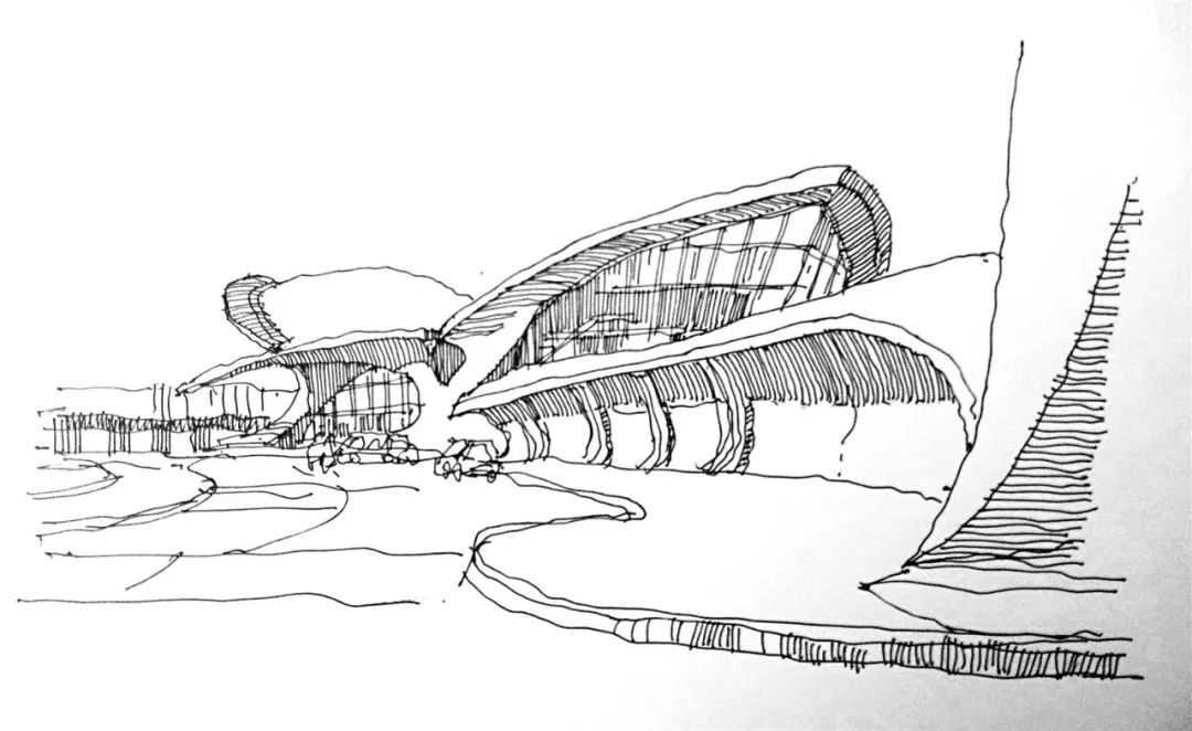 建筑设计手绘-体育馆速写