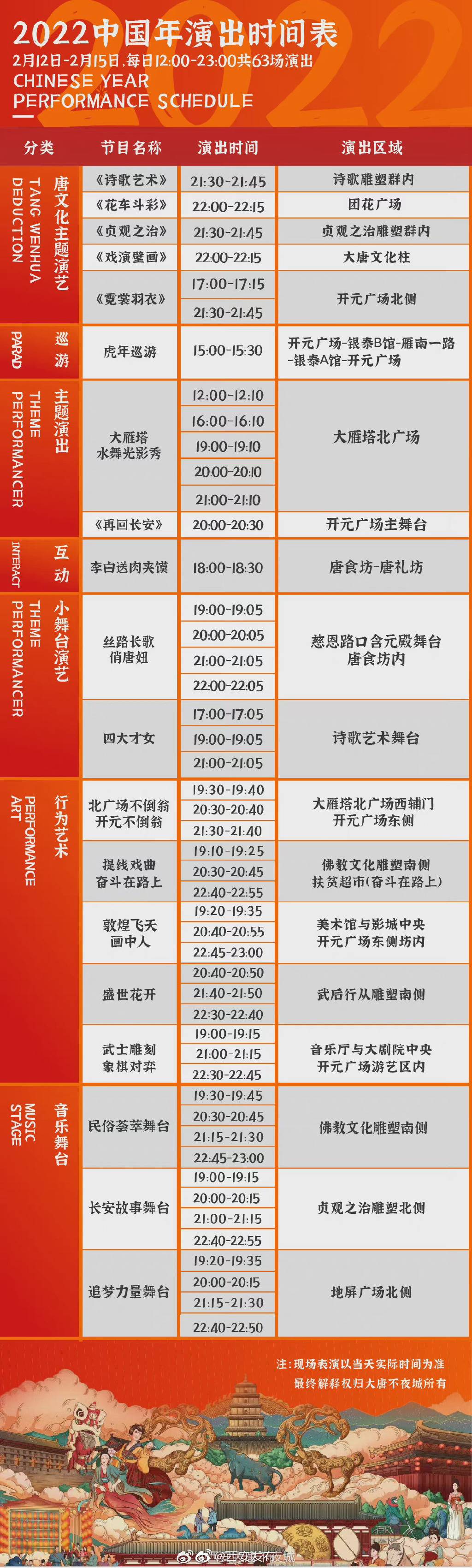 西安大唐不夜城最新演出时间表