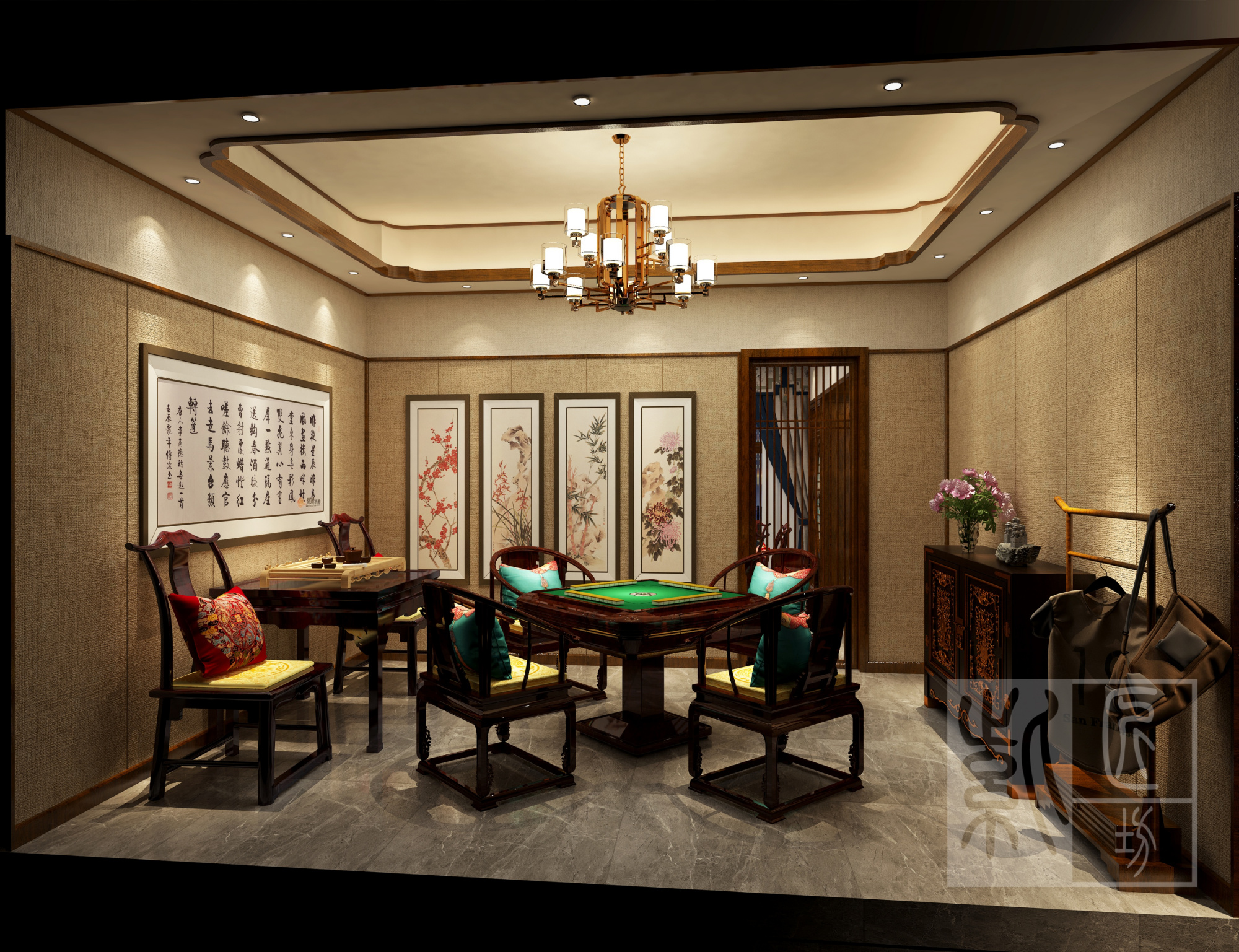 安徽500㎡会所效果图,独具清雅的东方美感